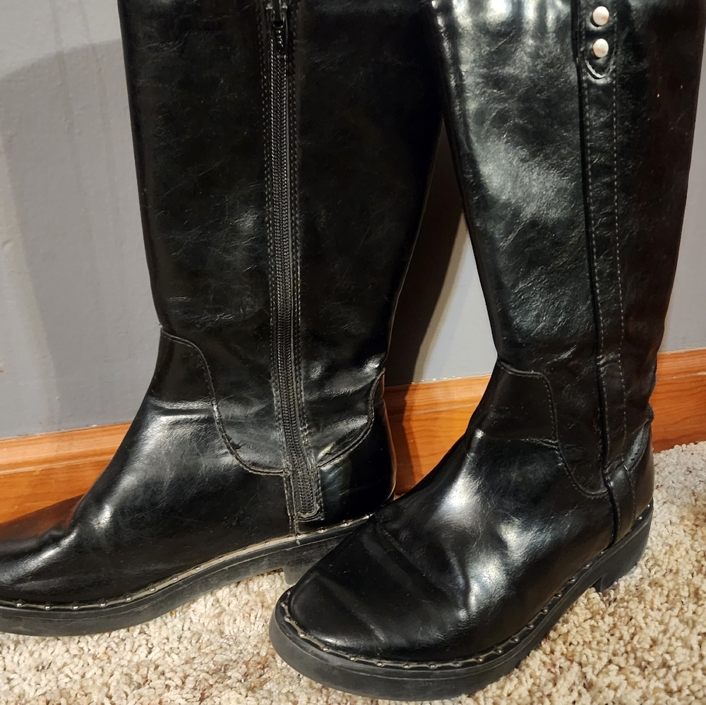 Black Faux Leather Boots Size 4 Girls